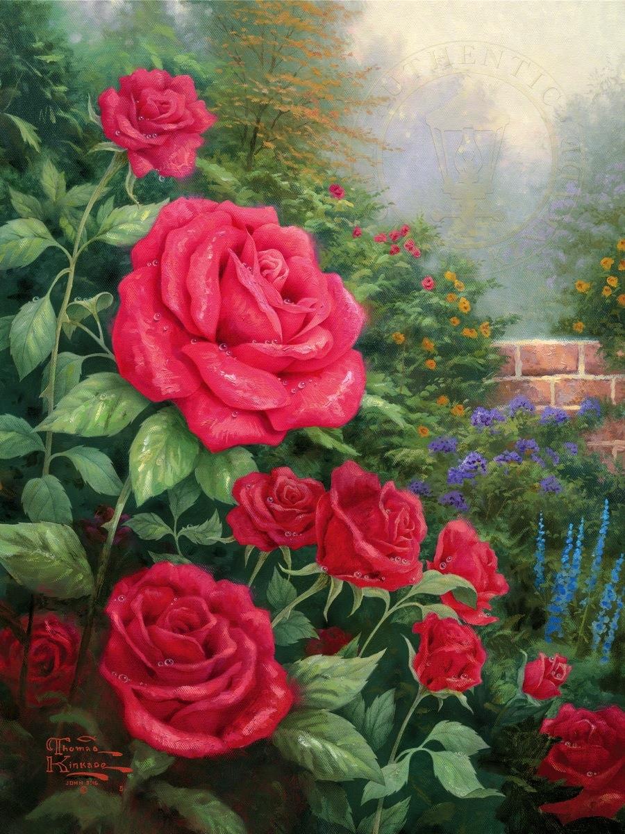 Une rose rouge parfaite Thomas Kinkade Peintures à l'huile
